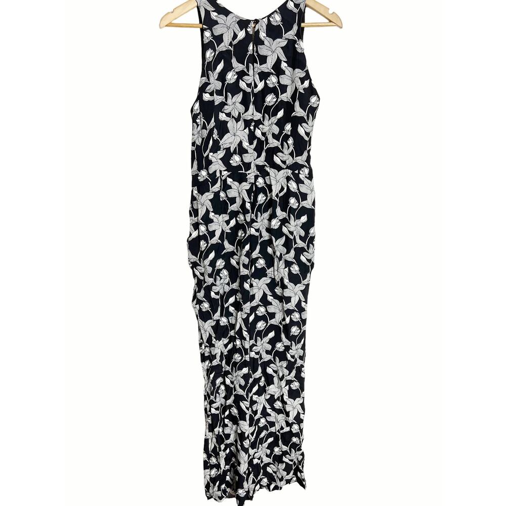 Sandro Paris Black White Floral Print Paradise Sleeveless Jumpsuit Size 4 - Picture 5 of 9